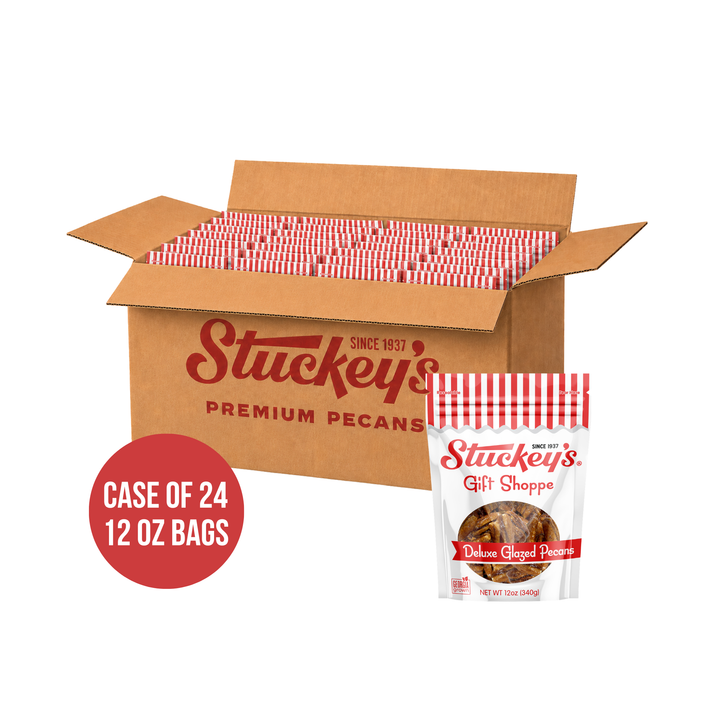 2026 CROP | Deluxe Glazed Pecans – 12 oz Bags | Case of 24