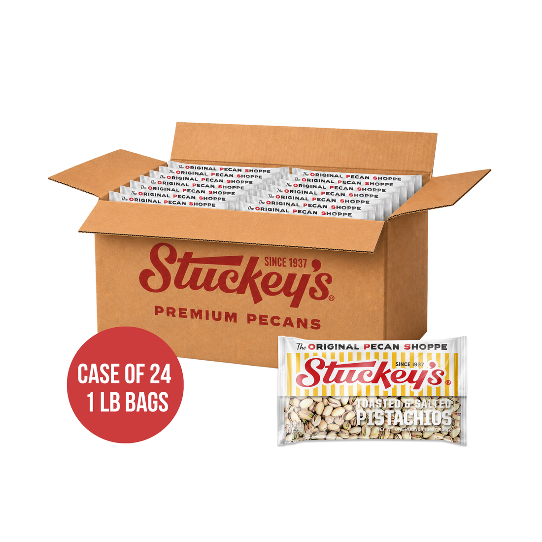 2026 CROP | Roasted & Salted Pistachios – 1 lb Bags | Case of 24